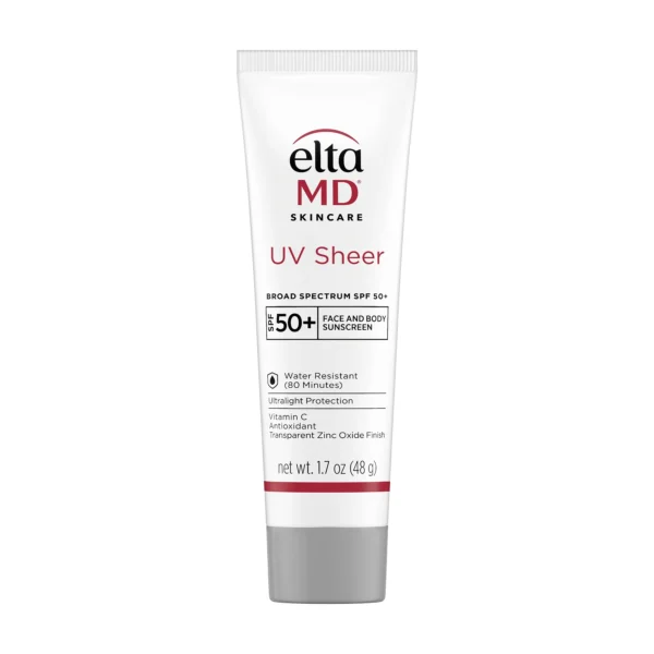 EltaMD UV Sheer Broad-Spectrum SPF 50+ Sunscreen – Lightweight, No White Cast Sun Protection for Face & Body