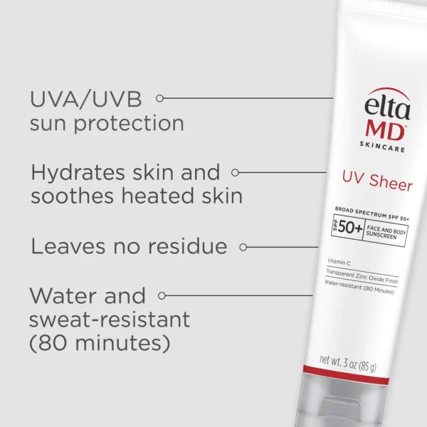 EltaMD UV Sheer Broad-Spectrum SPF 50+ Sunscreen – Lightweight, No White Cast Sun Protection for Face & Body - Image 4
