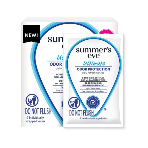 Summer’s Eve Ultimate Odor Control Daily Feminine Wipes with Boric Acid – pH Balanced, 12 Individually Wrapped Wipes - Image 7