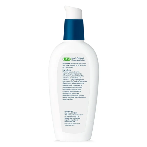 CeraVe PM Facial Moisturizing Lotion – Nighttime Hydrating Lotion with Ceramides and Niacinamide - Image 3
