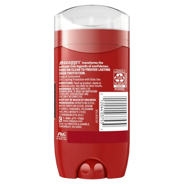 Old Spice Aluminum-Free Deodorant for Men – Swagger with Cedarwood Scent, 24/7 Odor Protection, 3.8 oz (Pack of 3) - Image 2