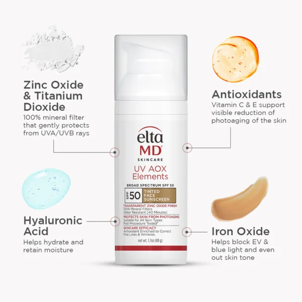 EltaMD UV AOX Elements Tinted Mineral Face Sunscreen SPF 50 – Antioxidant-Infused, Lightweight Protection for Sensitive Skin - Image 5
