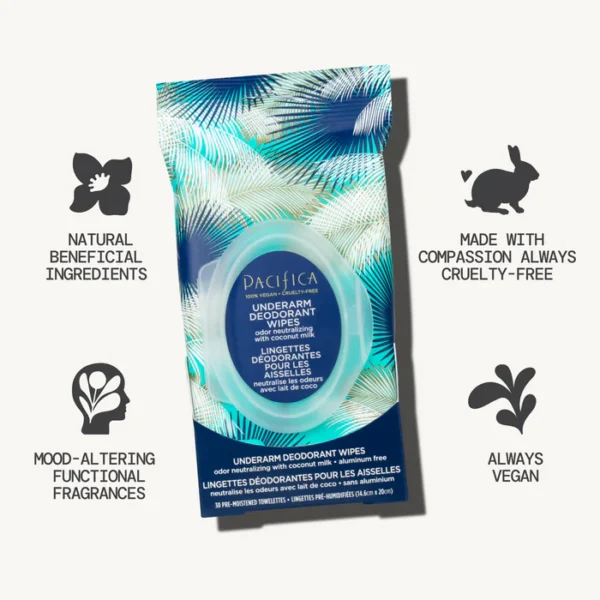Pacifica Coconut Milk Underarm & Full Body Deodorant Wipes – Aluminum-Free, Vegan, Cruelty-Free, 30 Wipes (Pack of 2) - Image 6