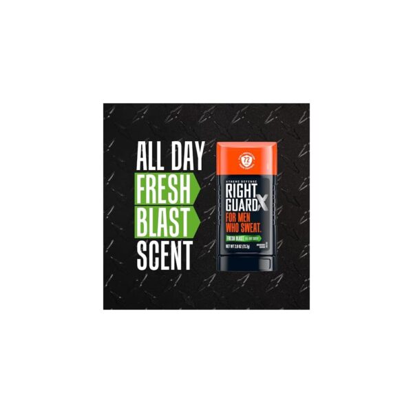 Right Guard Xtreme Defense Deodorant – 72Hr Odor Control, Fresh Blast, Invisible Solid, 2.6 oz (4-Pack) - Image 3