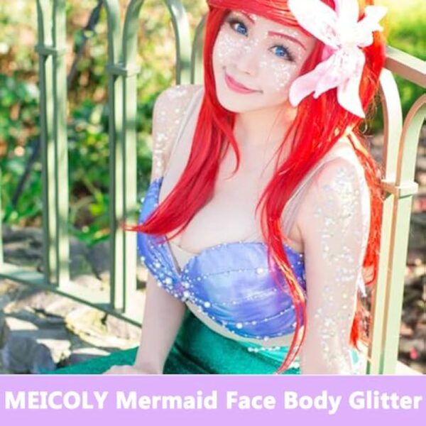 MEICOLY Clear White Body Glitter Gel – Sparkling Chunky Glitter for Face, Hair & Body, Non-Toxic & Washable, 50ml - Image 6