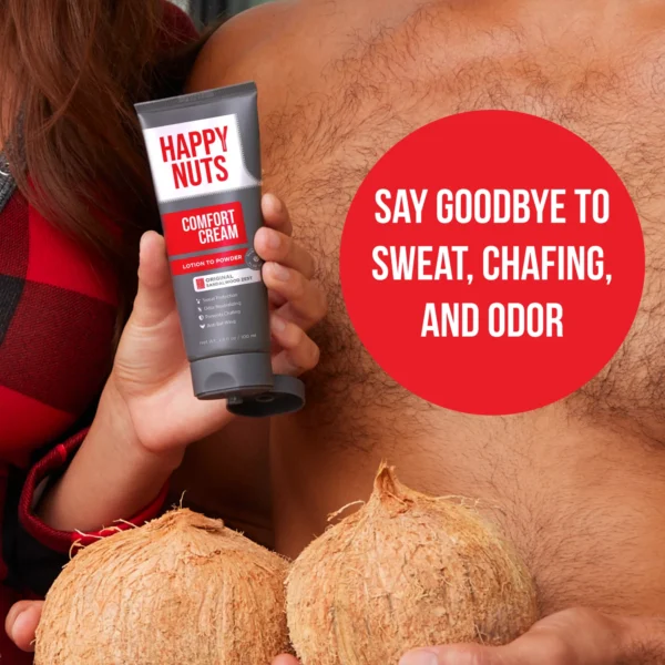 HAPPY NUTS Comfort Cream for Men – Anti-Chafing, Aluminum-Free Deodorant for Sweat & Odor Control (3.4 oz, Original Scent) - Image 6