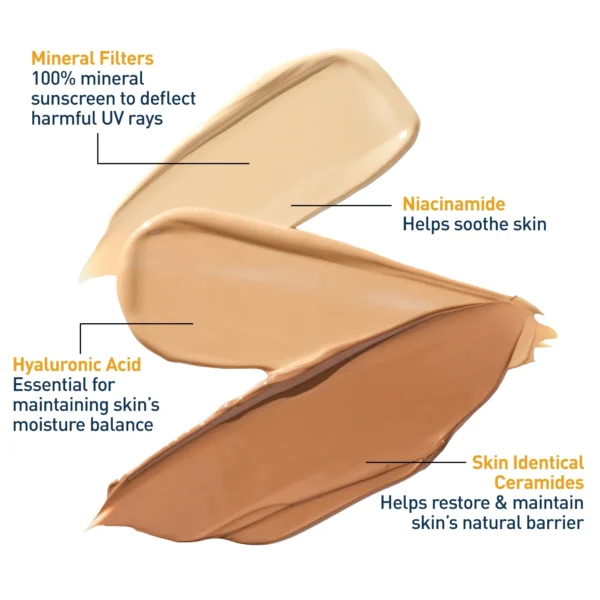CeraVe Hydrating Mineral Sunscreen SPF 30 with Sheer Tint – Tinted Face Sunscreen with Broad Spectrum Protection & Skin Barrier Support - Image 3