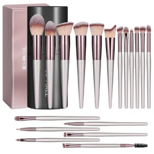 BS-MALL Makeup Brush Set – 18 Pcs Premium Synthetic Foundation, Powder, Concealers, Eye Shadows, Blush Brushes with Black Case