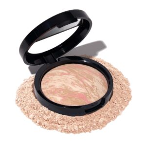 LAURA GELLER NEW YORK Baked Balance-n-Brighten Color Correcting Powder Foundation – Porcelain, Buildable Light to Medium Coverage, Demi-Matte Natural Finish