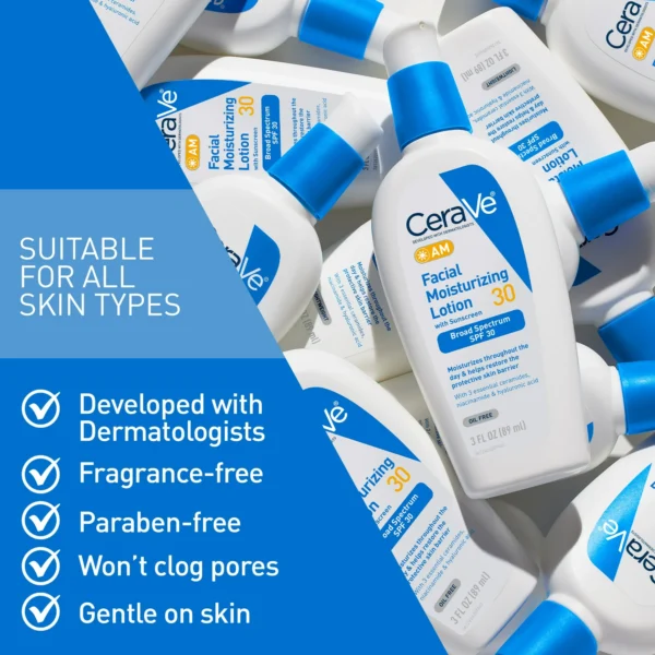 CeraVe AM Facial Moisturizing Lotion – Broad Spectrum SPF 30 with Hydrating Ceramides and Niacinamide - Image 3