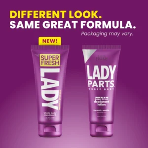 Super Fresh Lady Parts Deodorant Lotion – Full Body & Intimate Area Protection, Aluminum-Free, Talc-Free, Paraben-Free, Powder Finish, 4 oz
