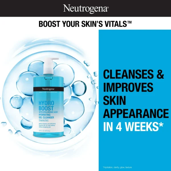 Neutrogena Hydro Boost Fragrance-Free Hydrating Gel Cleanser – Gentle Face Wash with Hyaluronic Acid - Image 6