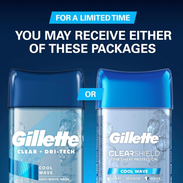 Gillette Antiperspirant and Deodorant for Men, 72hr Sweat & Odor Protection, Long Lasting Freshness, Anti-White Mark Technology, Clear Gel, Cool Wave Scent, 3.8 oz - Image 5