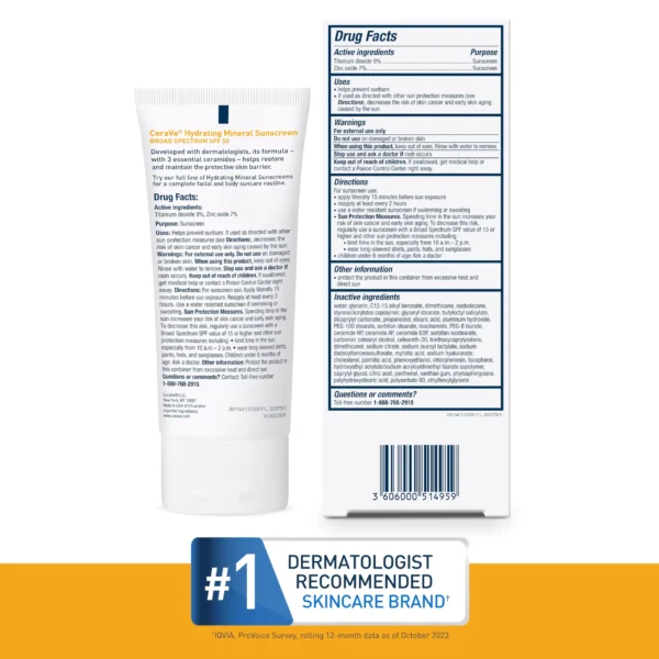 CeraVe 100% Mineral Sunscreen SPF 50 – Broad Spectrum Face Sunscreen for Sensitive Skin - Image 7