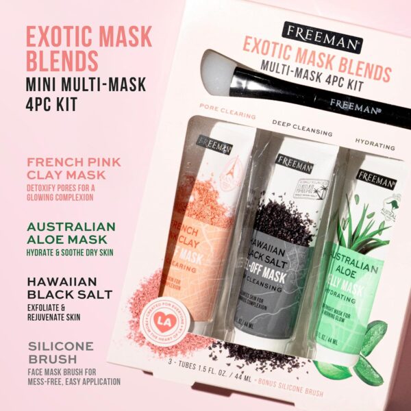 Freeman Exotic Blends 4-Piece Facial Mask Kit – Peel-Off & Jelly Masks with Applicator Brush - Image 15