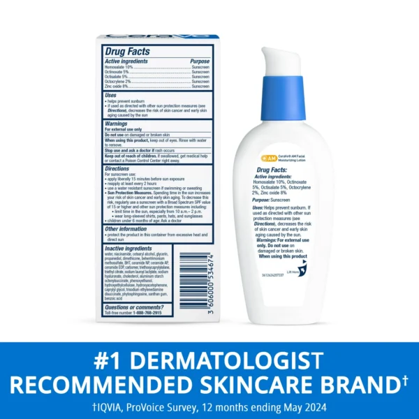 CeraVe AM Facial Moisturizing Lotion – Broad Spectrum SPF 30 with Hydrating Ceramides and Niacinamide - Image 2