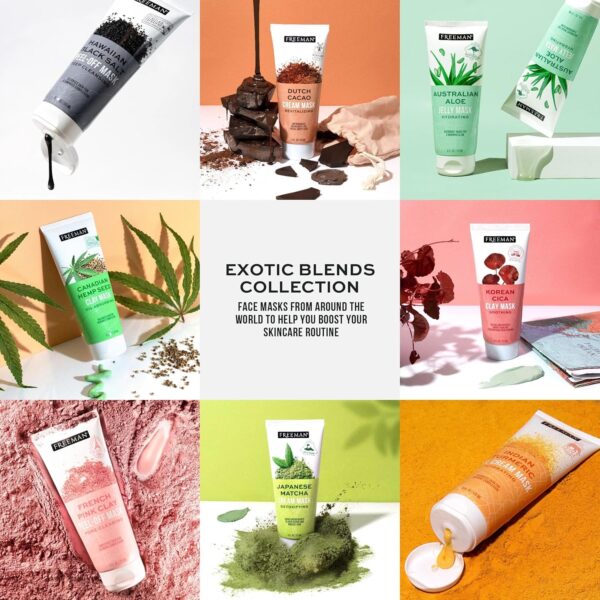 Freeman Exotic Blends 4-Piece Facial Mask Kit – Peel-Off & Jelly Masks with Applicator Brush - Image 2