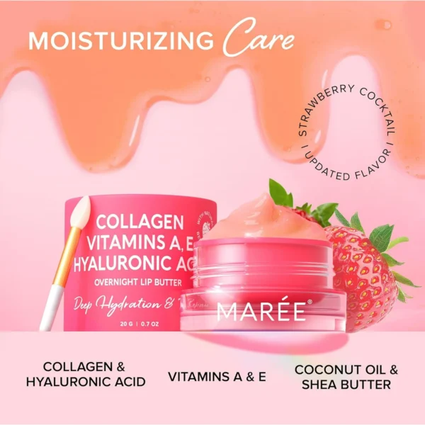 MAREE Lip Mask with Hyaluronic Acid – Overnight Butter Balm for Deep Hydration & Moisture for Very Dry Lips - Image 3