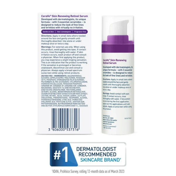 CeraVe Resurfacing Retinol Serum – Gentle Retinol Serum for Face with Ceramides & Niacinamide - Image 3