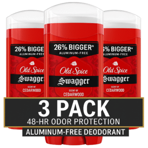 Old Spice Aluminum-Free Deodorant for Men – Swagger with Cedarwood Scent, 24/7 Odor Protection, 3.8 oz (Pack of 3)