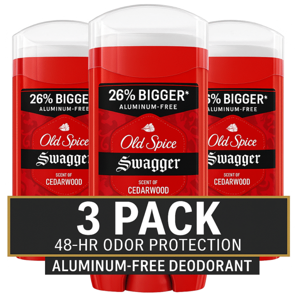 Old Spice Aluminum-Free Deodorant for Men – Swagger with Cedarwood Scent, 24/7 Odor Protection, 3.8 oz (Pack of 3)