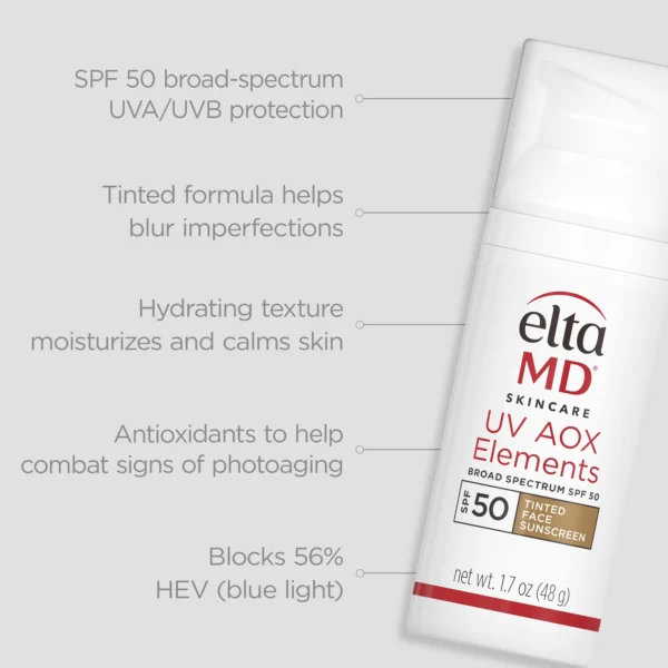 EltaMD UV AOX Elements Tinted Mineral Face Sunscreen SPF 50 – Antioxidant-Infused, Lightweight Protection for Sensitive Skin - Image 4