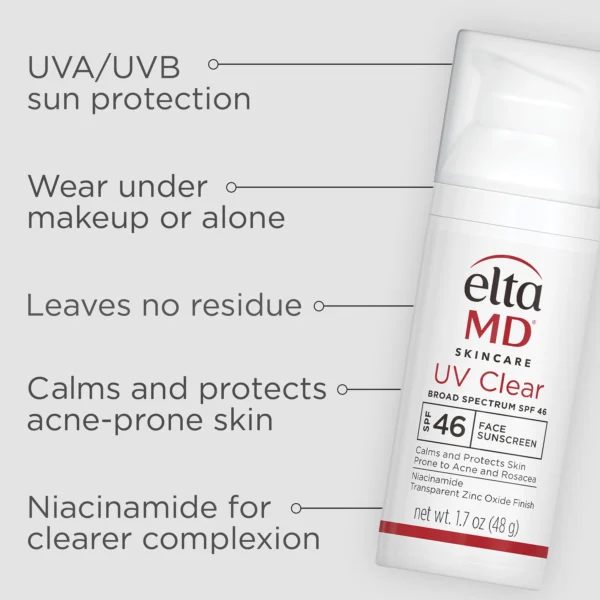 EltaMD UV Clear Face Sunscreen SPF 46 – Lightweight, Broad-Spectrum Sun Protection for Sensitive, Acne-Prone Skin - Image 3