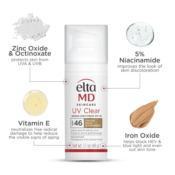 EltaMD UV Clear Tinted Face Sunscreen SPF 46 – Oil-Free, Broad Spectrum Protection for Sensitive & Acne-Prone Skin - Image 6