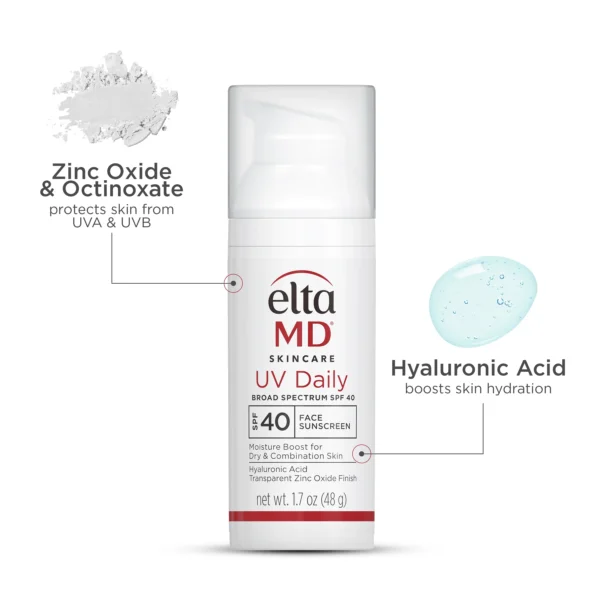 EltaMD UV Daily SPF 40 Face Sunscreen Moisturizer – Hydrating, Broad Spectrum Protection with Zinc Oxide for Daily Use - Image 2