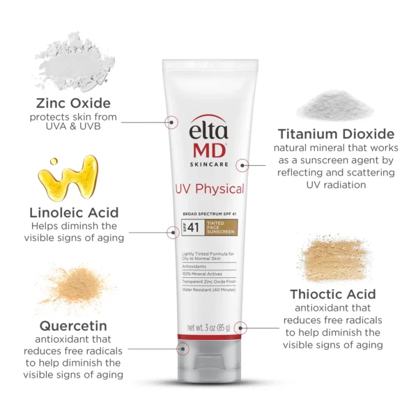 EltaMD UV Physical Tinted Mineral Sunscreen SPF 41 – Gentle, Water-Resistant Sun Protection for Sensitive & Post-Procedure Skin - Image 6
