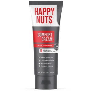 HAPPY NUTS Comfort Cream for Men – Anti-Chafing, Aluminum-Free Deodorant for Sweat & Odor Control (3.4 oz, Original Scent)