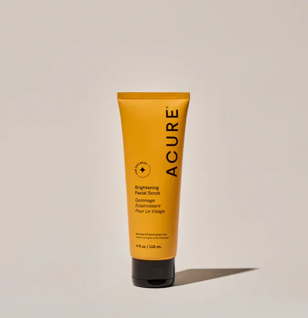 Acure Brightening Facial Scrub – Gentle Exfoliant with Sea Kelp & French Green Clay for a Radiant Complexion