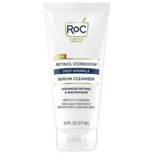 RoC Retinol Correxion Deep Wrinkle Serum Facial Cleanser – Anti-Aging Cleanser with Retinol for Smooth, Youthful Skin