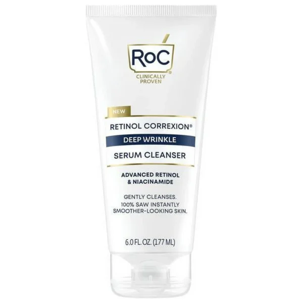 RoC Retinol Correxion Deep Wrinkle Serum Facial Cleanser – Anti-Aging Cleanser with Retinol for Smooth, Youthful Skin