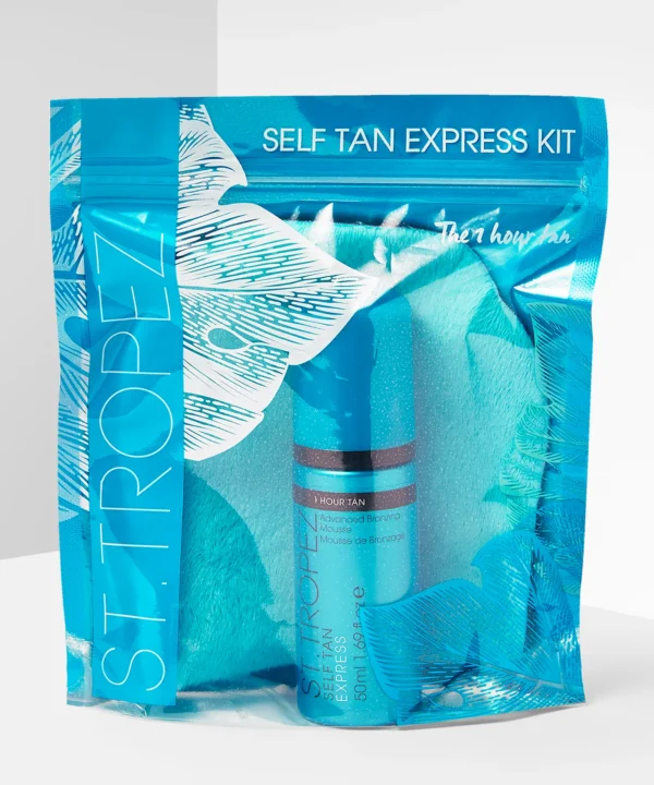 St. Tropez Self Tan Express Mini Kit – Travel-Size Self-Tanner with Applicator Mitt for a Natural, Custom Glow