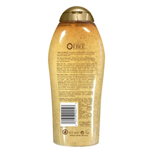 OGX Smoothing + Coconut Coffee Exfoliating Body Scrub – Buff & Hydrate for Silky-Smooth Skin - Image 2