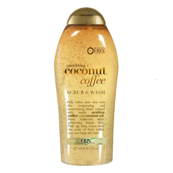 OGX Smoothing + Coconut Coffee Exfoliating Body Scrub – Buff & Hydrate for Silky-Smooth Skin
