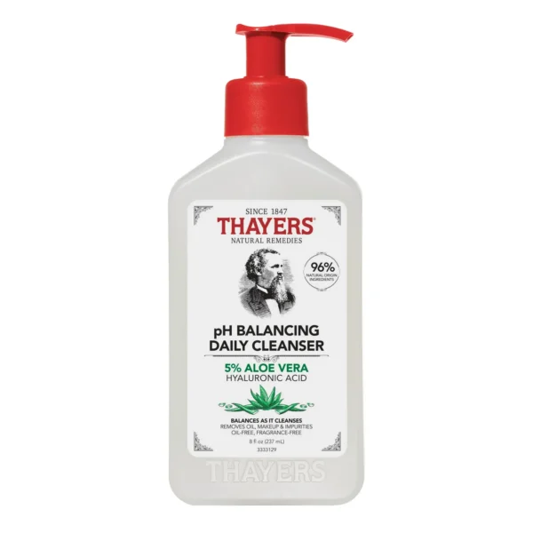 THAYERS pH Balancing Daily Cleanser – Gentle Face Wash with Aloe Vera & Witch Hazel for Balanced Skin