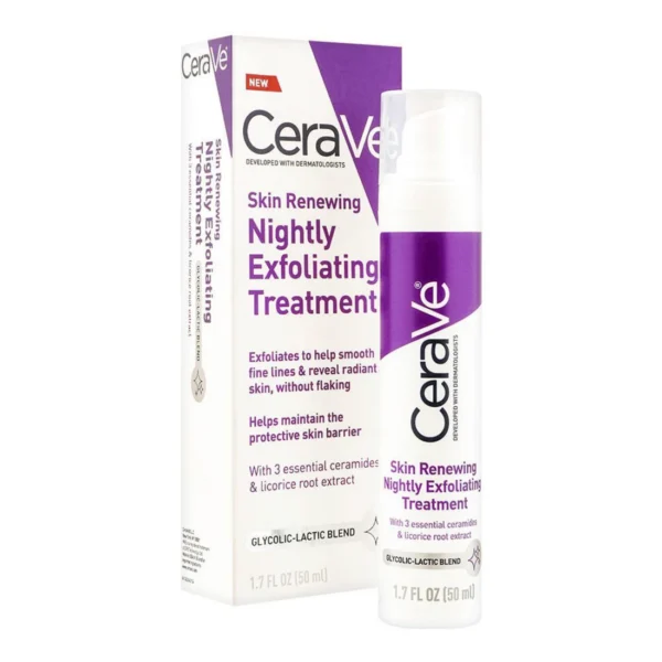 CeraVe Skin Renewing Nightly Exfoliating Treatment – Gentle Exfoliant with AHAs & Ceramides for Smooth, Renewed Skin - Image 2