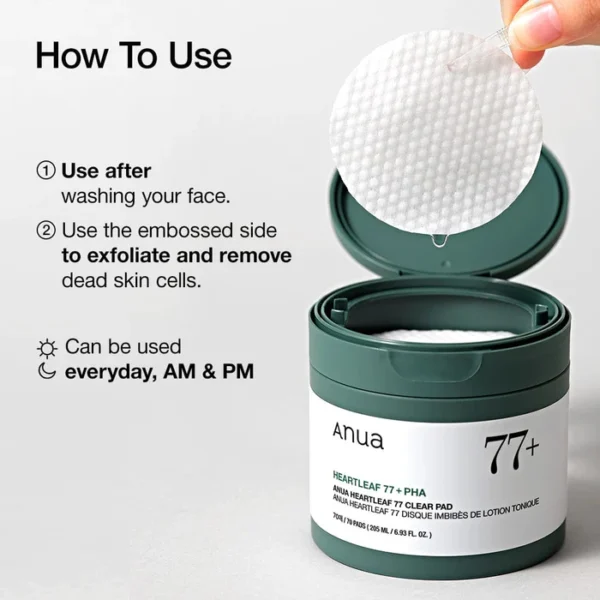 ANUA Heartleaf 77% Toner Pads – Soothing & Mild Exfoliating Facial Pads for Calm, Glass-Like Skin - Image 2
