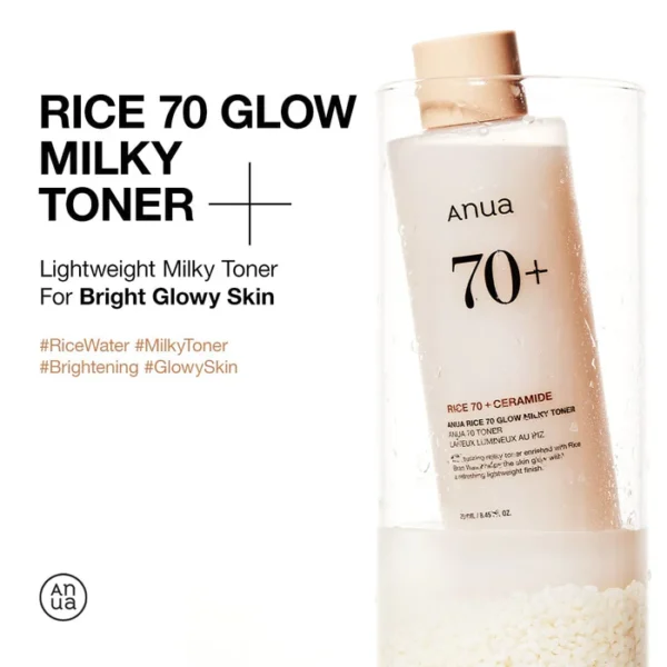 ANUA Rice 70 Glow Milky Toner – Hydrating & Brightening Toner with 70% Rice Water, Niacinamide, and Ceramides for Radiant, Glass Skin - Image 6