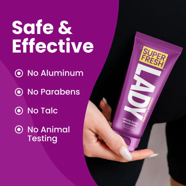 Super Fresh Lady Parts Deodorant Lotion – Full Body & Intimate Area Protection, Aluminum-Free, Talc-Free, Paraben-Free, Powder Finish, 4 oz - Image 4