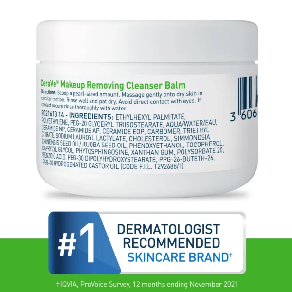 CeraVe Makeup Remover Cleansing Balm – Gentle, Hydrating Formula for Sensitive Skin - Image 3