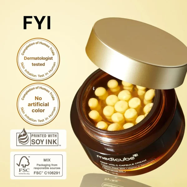 Medicube Deep Vitamin C Capsule Cream – Brightening & Firming Moisturizer with Encapsulated Pure Vitamin C - Image 3