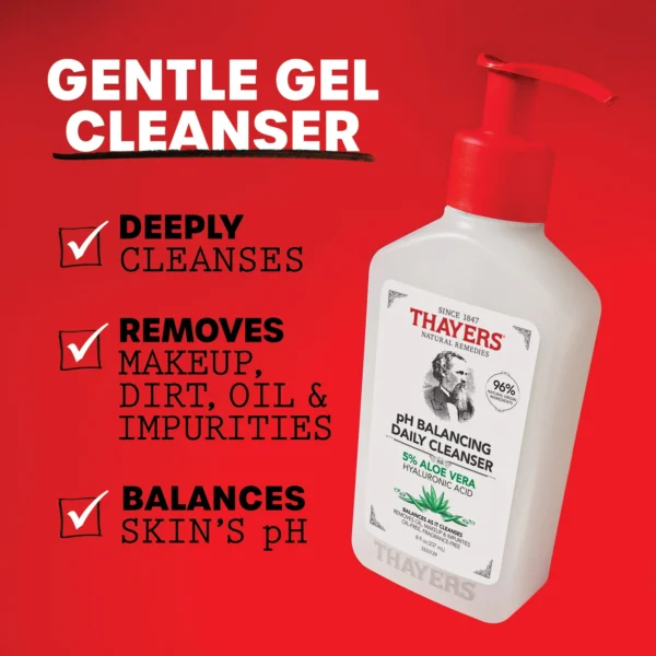THAYERS pH Balancing Daily Cleanser – Gentle Face Wash with Aloe Vera & Witch Hazel for Balanced Skin - Image 5