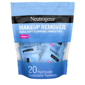 Neutrogena Makeup Remover Wipes Singles – 20 Individually Wrapped Facial Towelettes, Alcohol-Free, Plant-Based, Hypoallergenic