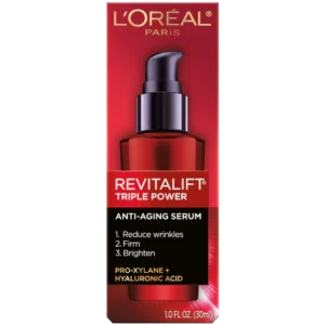 L’Oréal Paris Revitalift Triple Power Anti-Aging Concentrated Face Serum – Firming, Wrinkle-Reducing, and Brightening Serum