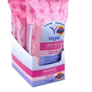 Vagisil Odor Block Daily Freshening Wipes – Feminine Hygiene, 20 Wipes (Pack of 3), Gynecologist Tested & Hypoallergenic